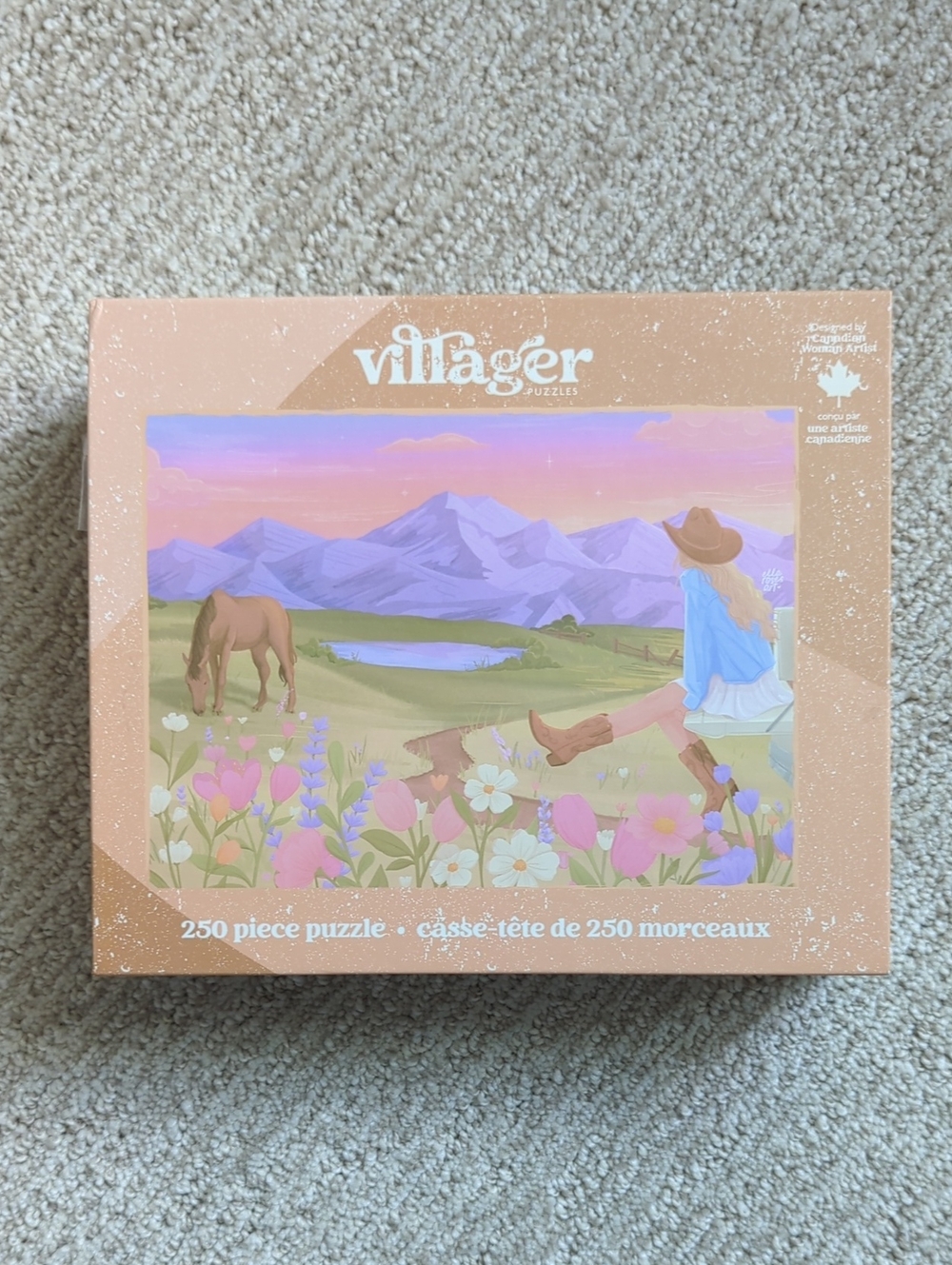 Villager Puzzles 250 Piece Mountain Meadow Cowgirl Jigsaw Puzzle Canadian Art